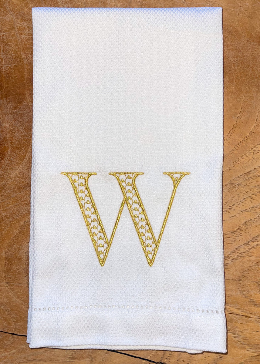 Hemstitch Hand Towel with Embroidered Bees / Monogram Gift / Guest Towel