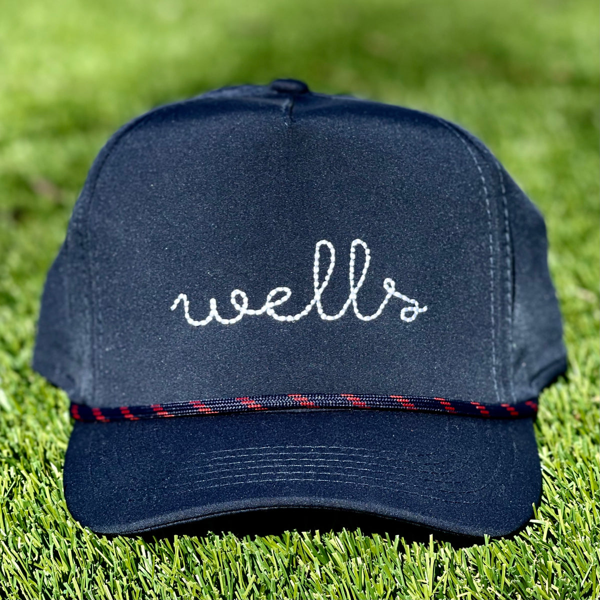 Adjustable Cursive Roped Navy Hat