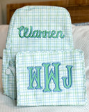 TRVL Backpack - Green and Blue Classic Plaid
