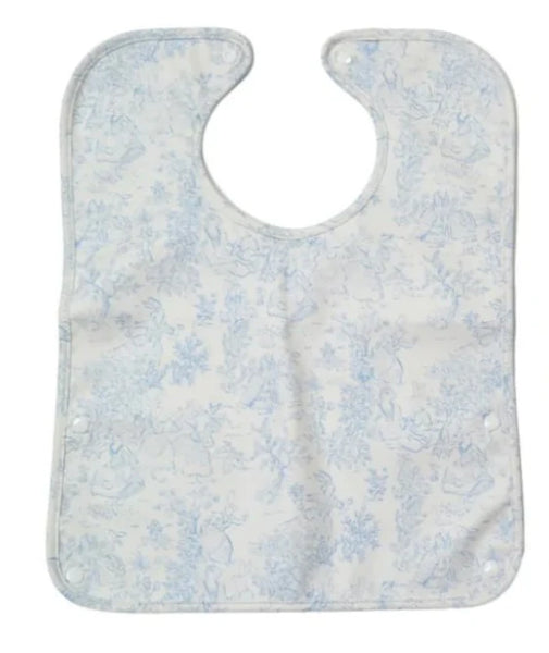 TRVL Wipeable Bib- BUNNY TOILE BLUE