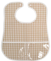 TRVL clean up bib - khaki gingham