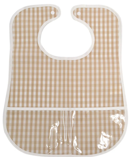 TRVL clean up bib - khaki gingham
