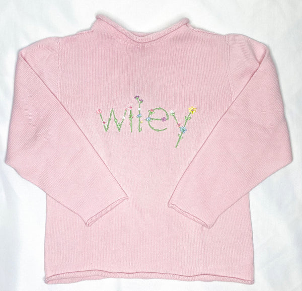 Personalized Rollneck sweater - Light pink (last one, size 7/8)