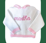 Personalized Zip Back Sweater - white with pink (12m, 18m, 24m)