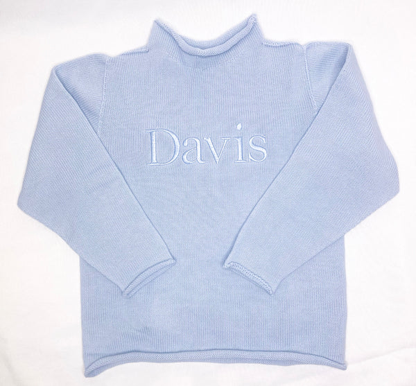 Personalized Rollneck sweater - Light Blue