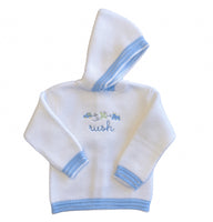 Personalized Zip Back Sweater - white with blue (6m-24m)