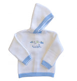 Personalized Zip Back Sweater - white with blue (6m-24m)