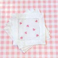 Mini Hearts Linen Cocktail Napkins (set of 4)