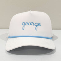 Personalized Rope hat - white with blue (5yr+)