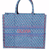 Blue Gorgeous Florals Personalized Tote (preorder)
