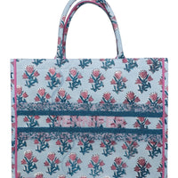 Blue & Pink Gorgeous Florals Personalized Tote (preorder)