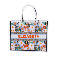 Orange and Blue Florals Personalized Tote (preorder)