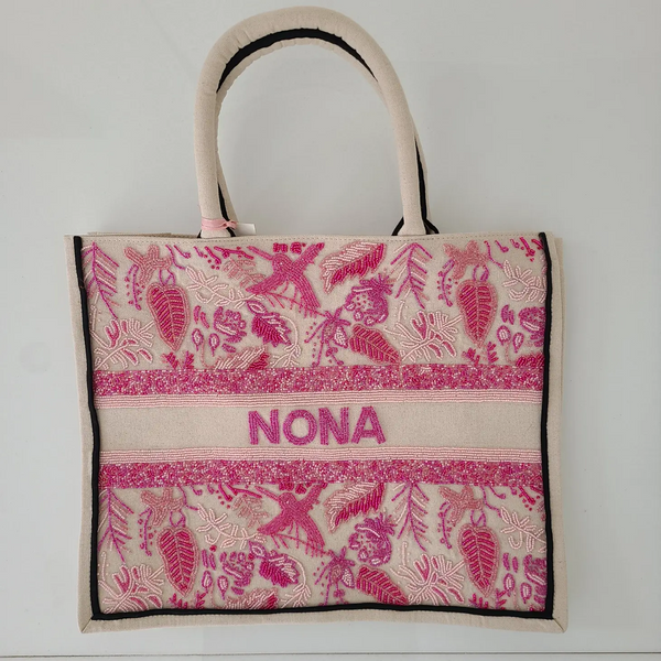 Pink Florals Personalized Tote (preorder)