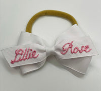 The Lottie Bow - Solid Color Name Hand-Embroidered