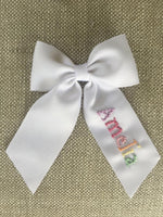 Large Rainbow Name Bow (hand embroidered)