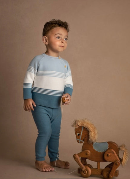 Blue Color Block Knit Set (preorder)