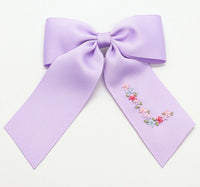 Single Layer Floral Initial Bow (hand embroidered)