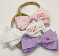 The Lottie Bow - Rainbow Name Hand-Embroidered