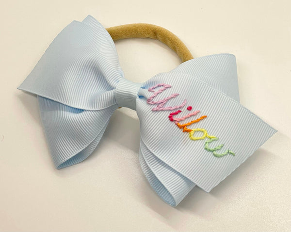 The Lottie Bow - Rainbow Name Hand-Embroidered