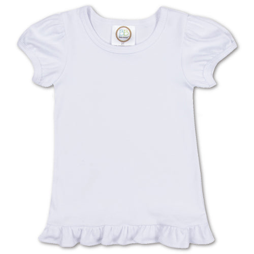 Personalized Girl’s White Ruffle Short Sleeve Tee Shirt